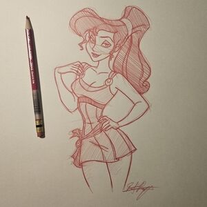 Disney Megara Hercules Character Drawing/Sketch Animation Art Pin-up